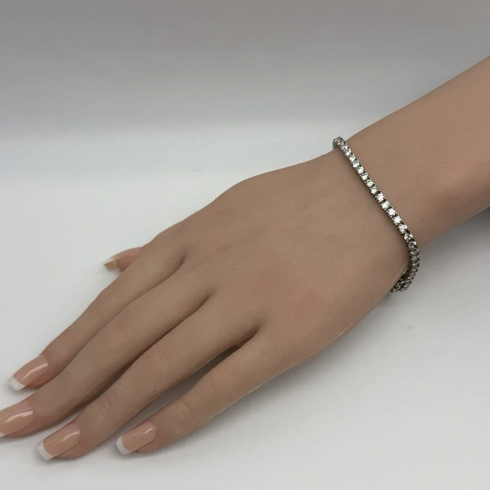 Sterling 925 Silver 3mm White CZ Cubic Zirconia Tennis Bracelet 7.25